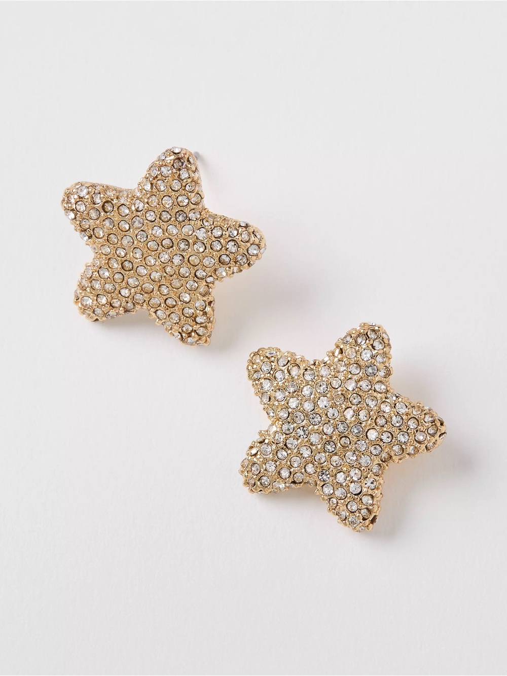 NWT  LOFT  Gold Sparkle Puffy Star Stud Earrings